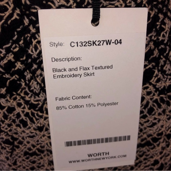 Worth Collection Black and Tan Textured Embroidery Skirt New Size 4 - Picture 7 of 10